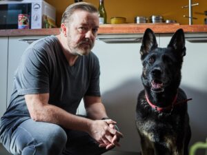 Ricky Gervais als Tony und sein Serien-Hund Brandy in Afterlife